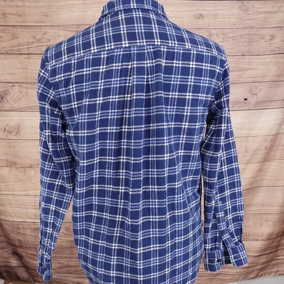 CROFT & BARROW LONG SLEEVE BLUE PLAID FLANNEL BUTTON DOWN SHIRT MENS SZ M - Picture 4 of 6